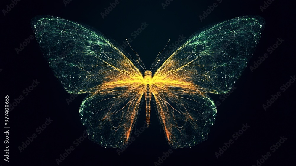 Poster abstract butterfly on the dark background