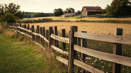 Old wooden fence on a farm