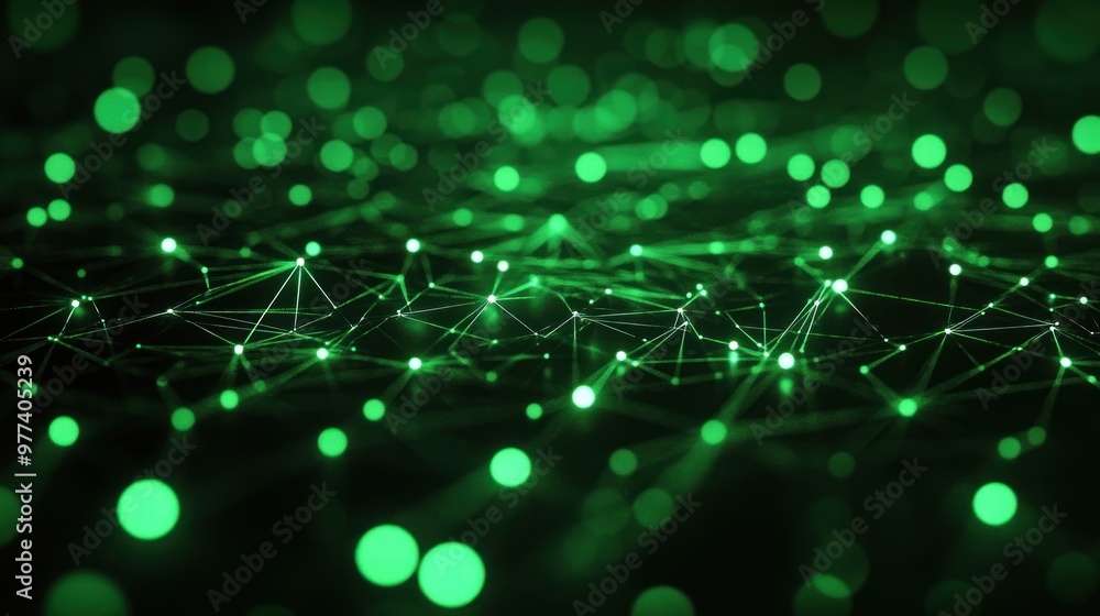 Poster green light the structure of the network connection of points and lines. digital background