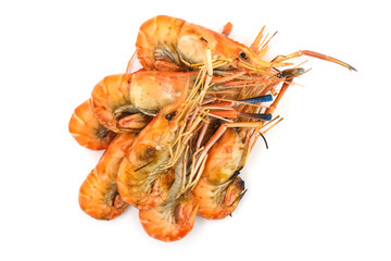 Grilled shrimp on a white background. Seafood. Natural symptoms