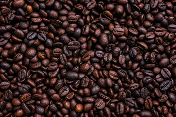 Roasted coffee beans for background