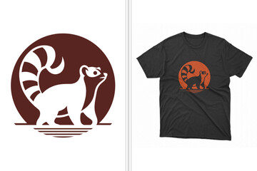 silhouette of a madagascar lemur t-shirt design and artwork, animal graphic tee