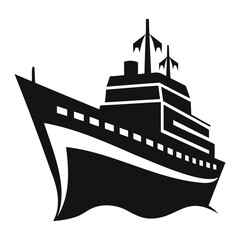 Fototapeta premium Ship black Silhouette Vector illustration on a transparent background
