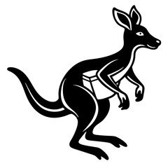Kangaroo mid-hop with a pouch and strong legs vector