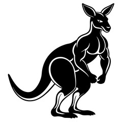 Kangaroo mid-hop with a pouch and strong legs vector