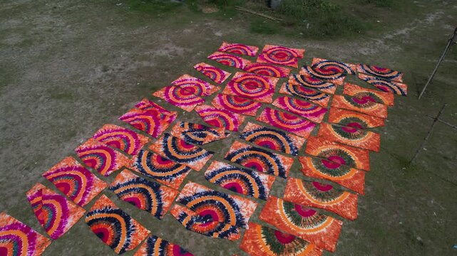 Drying fabrics under the sun, Dhaka Division, Rupganj, Bangladesh