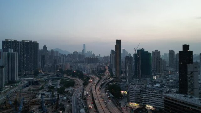 the skyline of Kowloon city. hong kong Nov 5 2022