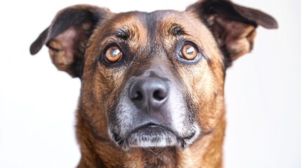 Obraz premium Rescue dog portrait, isolated on white background, showcasing the strong bond and emotional connection