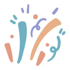 Cute Fireworks Birthday Kids Party Illustration