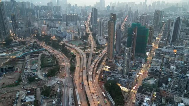 the skyline of Kowloon city. hong kong  oct 30 2022