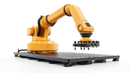 Robotic process control in factory settings, isolated on white background, highlighting automation and software integration