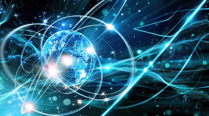 Obraz premium A captivating picture showing the essence of science and technology in the realm of Internet innovation. There are various elements representing advanced technological concepts. Computer systems might