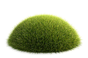Grassy hill isolated on a white background. Grass sphere 3d rendering