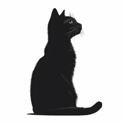 A graceful black cat silhouette, showcasing elegance and mystery. Perfect for art, design, and pet-themed projects.