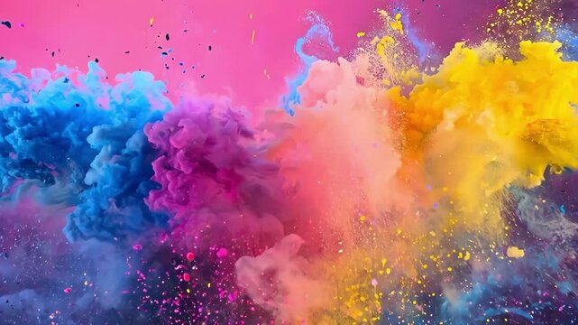 A vibrant explosion of colored powder creating a dynamic and artistic visual display.