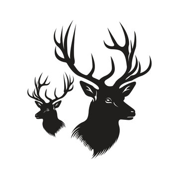 Stylized Deer Head Silhouettes &ndash; Vector Wildlife Art Illustration eps vector file