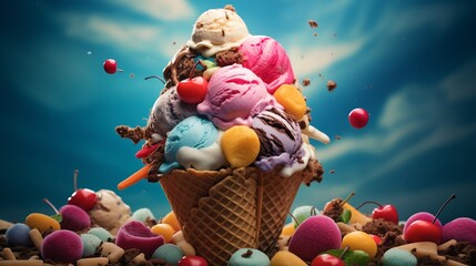 Colorful Ice Cream Background for Banner or Poster.