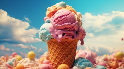 Colorful Ice Cream Background for Banner or Poster.