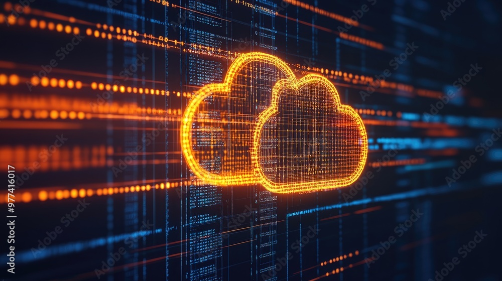 Aufkleber futuristic cloud computing concept with digital data connections