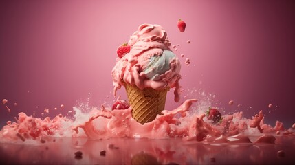 Colorful Ice Cream Background for Banner or Poster.