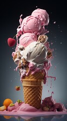 Colorful Ice Cream Background for Banner or Poster.