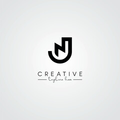 Modern Unique Artistic Letter JN NJ Logo Design. Initial Based Letter Logo Vector.