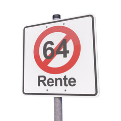 Verkehrsschild - Aufgehoben - Arbeit Rente 64 - Freisteller - Freigestellt