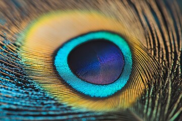 Obraz premium exotic peacock feather macro extreme closeup texture background decoration
