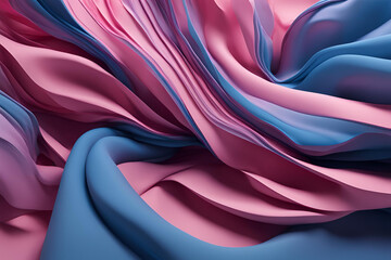 Fototapeta premium An artistic rendering featuring a 3d depiction of layered cloth in abstract form, with a striking interplay of red and blue hues creating a visual depth and sense of movement