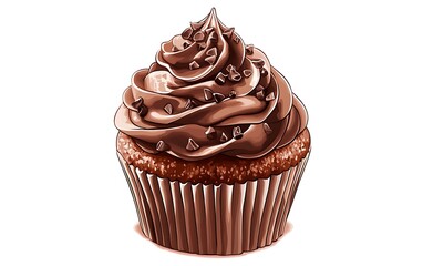 Sweet and Whimsical Chocolate Cupcake - Cartoon Style Vector Illustration.