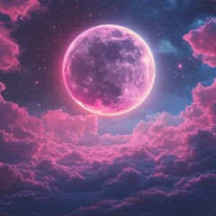 Obraz premium Celestial crystal moon glowing in the night sky