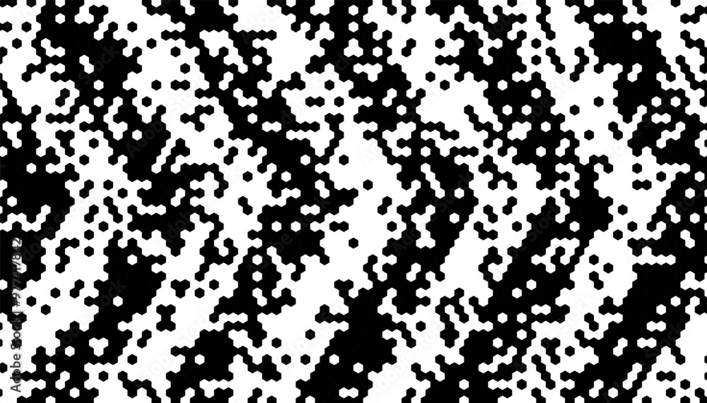 Poster black and white abstract hexagon pattern with sharp arrows effect. vector format illustration