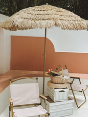 lounge chairs on the beach