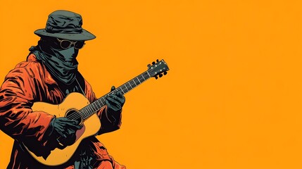 Obraz premium Mysterious Musician Pickpocket Disguise in Vibrant Anime Pop Art Style