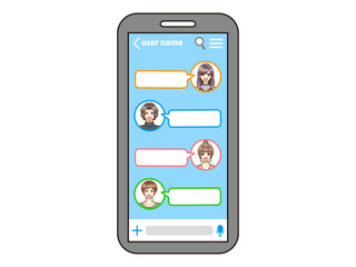 仲良くグループトークする大人男女のイラスト素材3