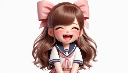 3D lachendes M&auml;dchen