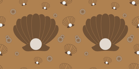 Pearl with Brown Shell in Seamless Pattern