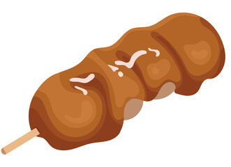 Sanshoku Dango Sweet Dumpling Illustration Isolated on White Background