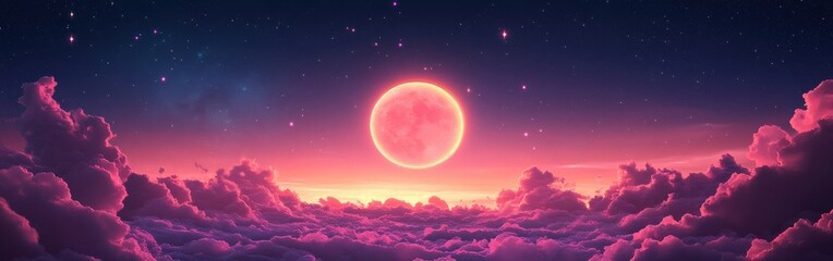 Celestial crystal moon glowing in the night sky