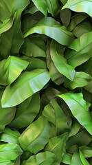 Lush green leaves create a vibrant carpet of nature's beauty on a sunlit forest floor