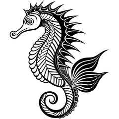 Seahorse with flowing tail and delicate fins, with intricate details vector