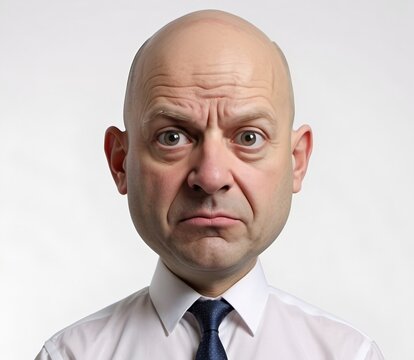 Big bold head man wearing a tie. Author Artist Nadia Russ.