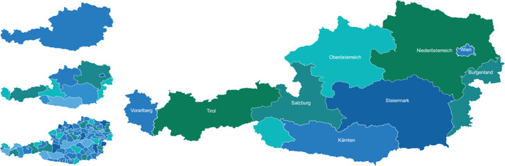 AUSTRIA MAP with its administrative divisions and regions