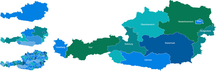 AUSTRIA MAP with its administrative divisions and regions