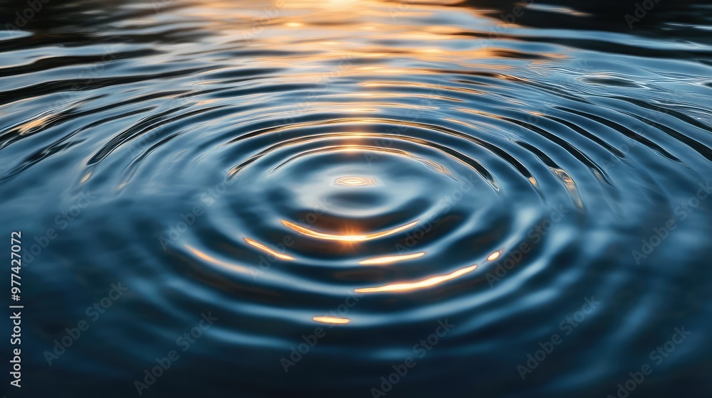 Poster gradually expanding ripples of light creating concentric circles in a soft gradient.