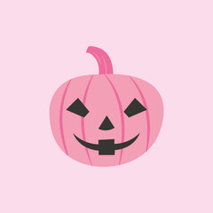 Pink pumpkin with a smile. Vector illustration for Halloween