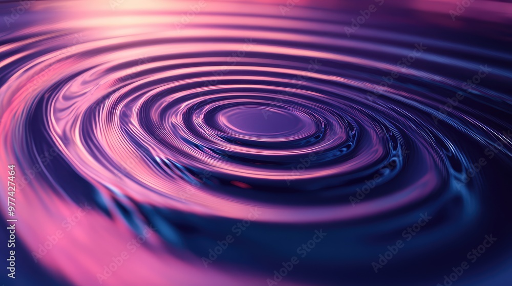 Poster gradually expanding ripples of light creating concentric circles in a soft gradient.
