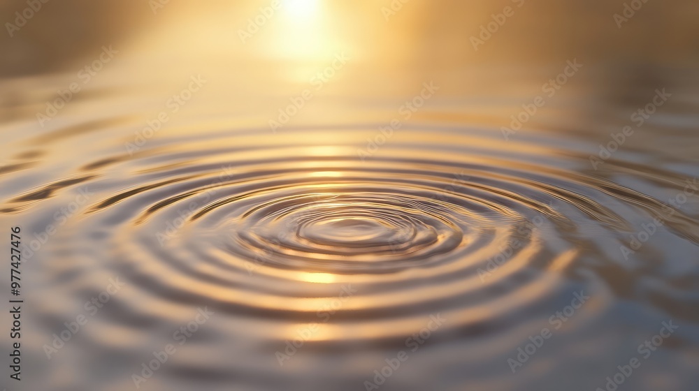 Poster gradually expanding ripples of light creating concentric circles in a soft gradient.