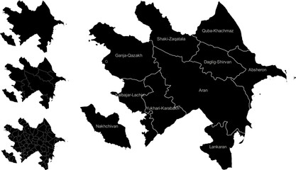AZERBAIJAN MAP with its administrative divisions and regions
