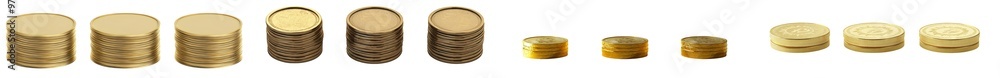 Aufkleber shiny coins isolated on a transparent background